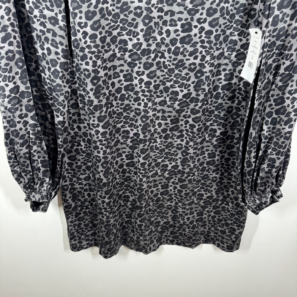 Equipment Leopard Print Silk Dress Gray Black Size M V Neck Luxe Casual Chic - Picture 4 of 11